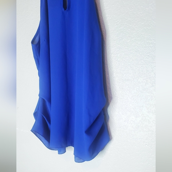 💚5/$25 Toto Collection Royal Blue Sleeveless Keyhols Blouse Top Size XL - Picture 2 of 6